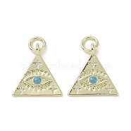 Brass Micro Pave Cubic Zirconia Pendants, with Enamel and Jump Ring, Triangle Charms, Real 18K Gold Plated, 18.5x17x2mm, Hole: 4mm(KK-L209-061G-01)