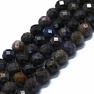 Natural Sapphire Beads Strands, Faceted(64 Facets), Round, 6mm, Hole: 0.8mm, about 62~67pcs/strand, 15.16~15.55 inch(38.5~39.5cm)(G-G927-21A)