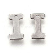 304 Stainless Steel Charms, Letter, Letter.I, 11x6x0.6mm, Hole: 1mm(STAS-F175-02P-I)
