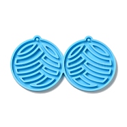 DIY Flat Round with Wave Pendant Silicone Molds, Resin Casting Molds, for UV Resin & Epoxy Resin Jewelry Making, Deep Sky Blue, 53x90x4mm, Hole: 2mm, Inner Diameter: 49x46mm(DIY-I099-38)