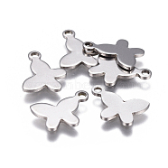201 Stainless Steel Stamping Blank Tag Charms, Butterfly, Stainless Steel Color, 12.5x10x0.8mm, Hole: 1.4mm(STAS-F207-24P)