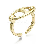 Brass Cuff Rings, Open Rings, Nickel Free, Oval, Real 16K Gold Plated, Inner Diameter: 18mm(RJEW-S044-135-NF)