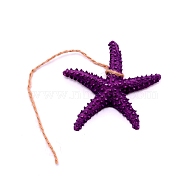 Mediterranean Style Resin Pendant Decorations, with Hemp Rope, Starfish, Purple, 19cm(HJEW-WH0014-10B)