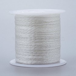 Polyester Braided Metallic Thread, for DIY Braided Bracelets Making and Embroidery, White, 0.4mm, 6-Ply, about 54.68 yards(50m)/roll(OCOR-I007-B-48)
