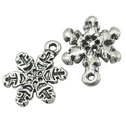 Tibetan Style Alloy Pendants, Lead Free, Nickel Free and Cadmium Free, Antique Silver, Snowflake, Christmas, 22x16x2mm, Hole: 1.5mm(X-TIBEP-EA115YKG-AS-FF)