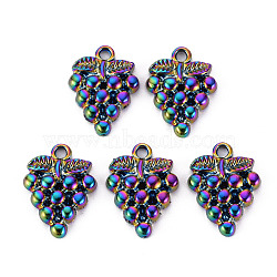 Alloy Pendants, Cadmium Free & Nickel Free & Lead Free, Grape, Rainbow Color, 19x14x3.5mm, Hole: 1.8mm(PALLOY-S180-127-NR)