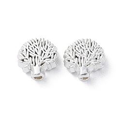 Alloy Beads, Long-Lasting Plated, Tree, Silver, 8x7.5x3mm, Hole: 1.2mm(PALLOY-F309-02S)