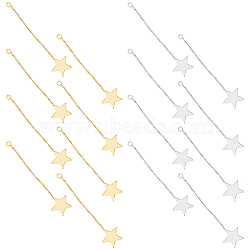 SUPERFINDINGS 16Pcs 2 Colors Brass Big Pendants, with Box Chain, Long-Lasting Plated, Star, Mixed Color, 56x12x1mm, Hole: 1.6mm, 8pcs/color(KK-FH0005-60)