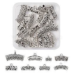 20Pcs 8 Style Tibetan Style Alloy Tube Bails, Loop Bails, Bail Beads, Curved Tube, Antique Silver, 9.5~25x11~32x6~9mm, Hole: 1.5~3.5mm(FIND-YW0003-78)