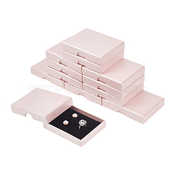 Rectangle Cardboard Paper Jewelry Set Boxes, Jewelry Case for Earrings Rings Necklaces Storage, Misty Rose, 9x7x1.6cm(CON-WH0086-100A)