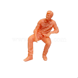 Miniature Resin Human Figurines, Unpainted Dollhouse People, Mini Sitting Person Models, Man Pattern, 20~30mm(MIMO-PW0001-180F)
