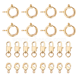 24Pcs 4 Style Brass Lobster Claw Clasps & Spring Ring Clasps, Real 18K Gold Plated, 12x6x3mm, Hole: 3mm(KK-CA0001-51G)