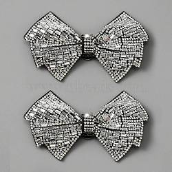 Rhinestone Bowknot Shoe Decoration, Iron Detachable Shoe Buckle Clips, Crystal, 57x98x15mm(AJEW-WH0317-90)