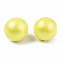 Painted Round Schima Wood Earrings for Girl Women, Stud Earrings with 316 Surgical Stainless Steel Pins, Yellow, 15mm, Pin: 0.7mm(EJEW-T017-01G)