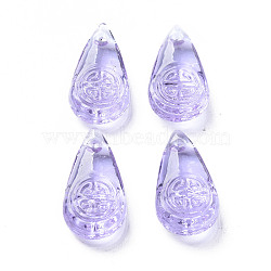 Transparent Handmade Bumpy Lampwork Beads, Teardrop, Lilac, 23x11.5x6mm, Hole: 1.5mm(LAMP-T017-13A)