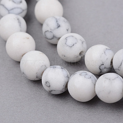 Synthetic Howlite Beads Strands, Round, Frosted, 8~8.5mm, Hole: 1mm, about 47pcs/strand, 15.5 inch(X-G-Q462-8mm-26-1)