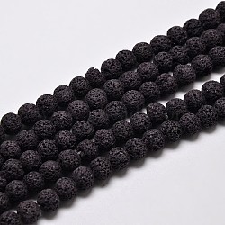 Natural Lava Rock Round Bead Strands, Dyed, Black, 10mm, Hole: 1mm, about 38pcs/strand, 15.7 inch(G-I124-10mm-10)