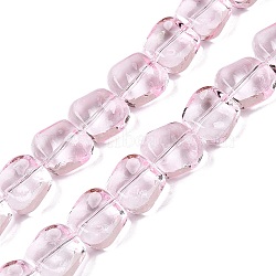 Electroplate Glass Beads Strands, Pearl Luster Plated, Square, Lavender Blush, 10.5x10.5~11x6.5mm, Hole: 1mm, about 59~60pcs/strand, 25.12~25.59 inch(63.8~65cm)(EGLA-N012-07F)