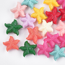 Synthetic Coral Beads, Dyed, Starfish/Sea Stars, Mixed Color, 14x16x6mm, Hole: 1mm(CORA-S026-08)