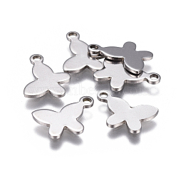 Tarnish Resistant 201 Stainless Steel Stamping Blank Tag Charms, Butterfly, Stainless Steel Color, 12.5x10x0.8mm, Hole: 1.4mm(STAS-F207-24P)