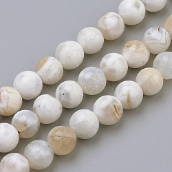 Natural Fire Crackle Agate Beads Strands, Dyed, Round, Floral White, 8mm, Hole: 1mm, about 50pcs/strand, 15.7 inch(39.8cm)(G-S249-09-8mm)