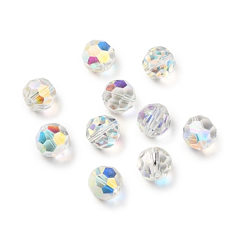 Glass K9 Glass, Imitation Austrian Crystal Beads, Faceted(32 Facets), Round, Clear AB, 12x11.5mm, Hole: 1.8mm