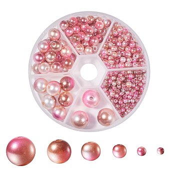 Rainbow ABS Plastic Imitation Pearl Beads, Gradient Mermaid Pearl Beads, Round, Saddle Brown, 3mm/4mm/6mm/8mm/10mm/12mm, Hole: 1~2mm, 564pcs/box