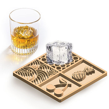 Brass Ice Cube Stamp Head, for DIY Ice Making, Ice Drinking Making Tool, Golden, Fruit, 110x110x10mm