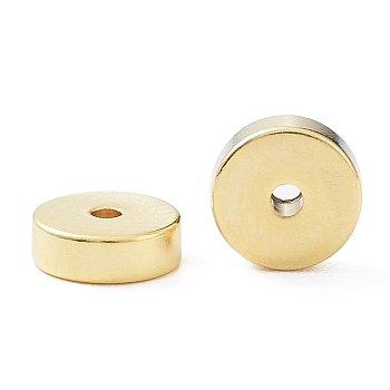 201 Stainless Steel Spacer Beads, Flat Round/Disc, Real 24K Gold Plated, 6x2mm, Hole: 1.2mm