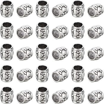 CHGCRAFT Tibetan Style Zinc Alloy Beads, Drum with Dog Paw Prints, Large Hole Beads, Lead Free & Cadmium Free, Antique Silver, 10x9.8mm, Hole: 6.2mm, 100pcs