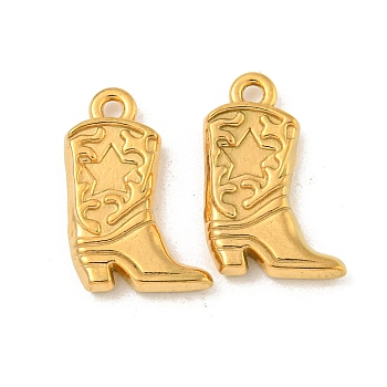 Ion Plating(IP) 304 Stainless Steel Pendants, Boots with Star Charm, Real 18K Gold Plated, 20x13x3mm, Hole: 1.8mm