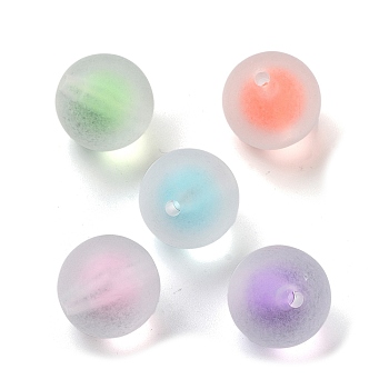 Transparent Acrylic Beads, Bead in Beads, Frosted, Round, Mixed Color, 15mm, Hole: 2mm, about 233pcs/500g