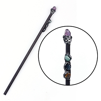 Natural Amethyst Magic Wand, Cosplay Magic Wand, with Wood Wand, for Witches and Wizards, 320mm