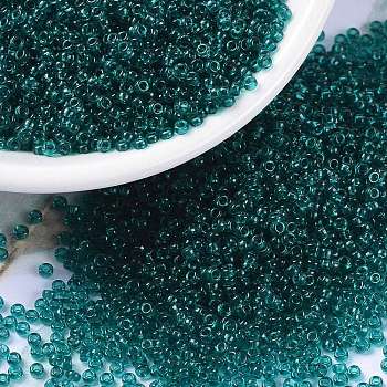 MIYUKI Round Rocailles Beads, Japanese Seed Beads, (RR2406) Transparent Dark Teal, 15/0, 1.5mm, Hole: 0.7mm, about 5555pcs/bottle, 10g/bottle