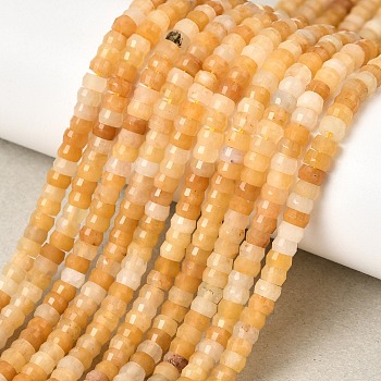 Natural Topaz Jade Heishi Beads Strands, Faceted Rondelle, 4x2.5mm, Hole: 0.9mm, about 151~155pcs/strand, 14.57''~14.96''(37~38cm)