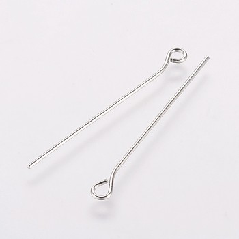 Rack Plating Brass Eye Pin, Long-Lasting Plated, Electroplated, Platinum, 40x0.7mm