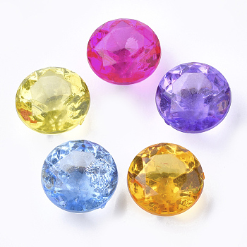 Transparent Acrylic Beads, No Hole/Undrilled, Faceted, Diamond, Mixed Color, 24x17.5mm, about 115pcs/500g