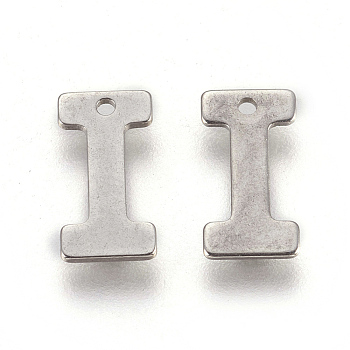 304 Stainless Steel Charms, Letter, Letter.I, 11x6x0.6mm, Hole: 1mm