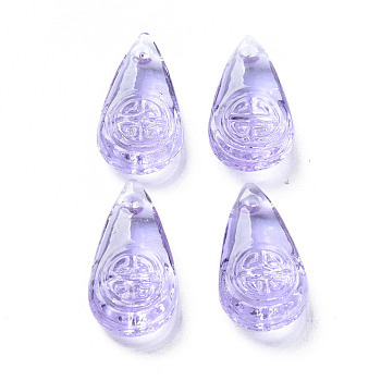 Transparent Handmade Bumpy Lampwork Beads, Teardrop, Lilac, 23x11.5x6mm, Hole: 1.5mm