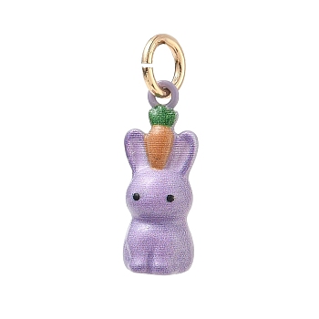 Brass Enamel Pendants, Golden, Rabbit Charms, 18x7.5x7mm, Hole: 4mm