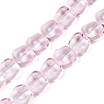 Electroplate Glass Beads Strands, Pearl Luster Plated, Square, Lavender Blush, 10.5x10.5~11x6.5mm, Hole: 1mm, about 59~60pcs/strand, 25.12~25.59 inch(63.8~65cm)