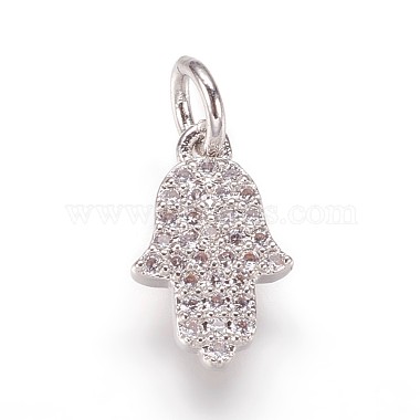 Platinum Clear Palm Brass+Cubic Zirconia Charms