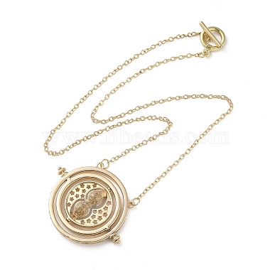 Rotated Hourglass Flat Round Alloy Pendant Necklaces for Women(NJEW-G131-01D)-2