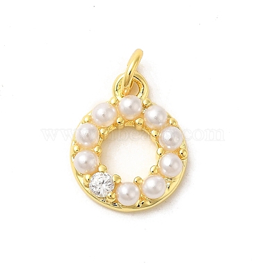 Real 18K Gold Plated Clear Donut Brass+Cubic Zirconia Pendants