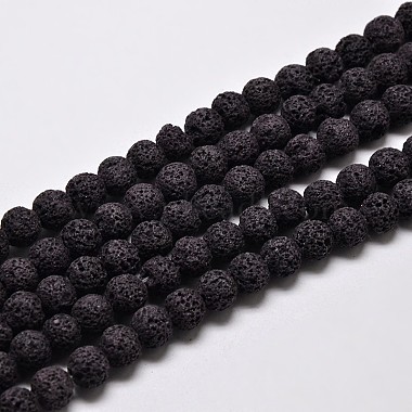 10mm Black Round Lava Beads