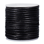 20M Round Cowhide Leather Cord, Jewelry Cord, Jewelry Making Material, Black, 3mm, about 21.87 Yards(20m)/Roll(WL-WH0015-01C-02)