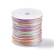 Segment Dyed Nylon Thread Cord, Rattail Satin Cord, for DIY Jewelry Making, Chinese Knot, Colorful, 1mm(NWIR-A008-01H)