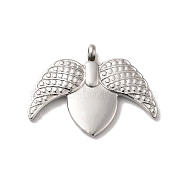 304 Stainless Steel Pendants, Angel Wing Charm, Stainless Steel Color, 19x25x2mm, Hole: 2mm(STAS-M311-14P)