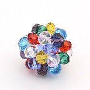 Transparent Glass Crystal Beaded Round Beads, Colorful, 22mm, Beads: 6mm(X-GLAA-A034-6mm-A14)
