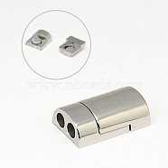304 Stainless Steel Magnetic Clasps with Glue-in Ends, 18x12x6mm, Hole: 3mm(STAS-I011-02)